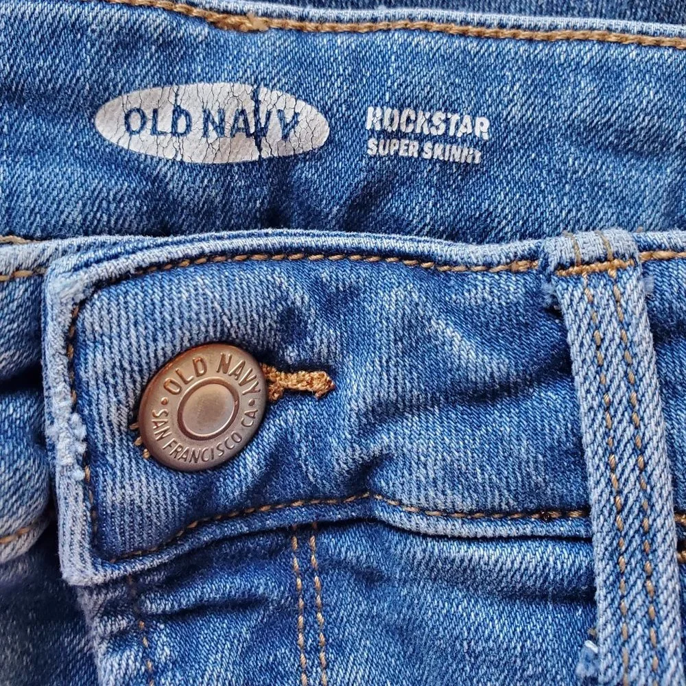 Old Navy Women's 0 Rockstar Super Skinny Medium Wash Jeans - Picture 3 of 6